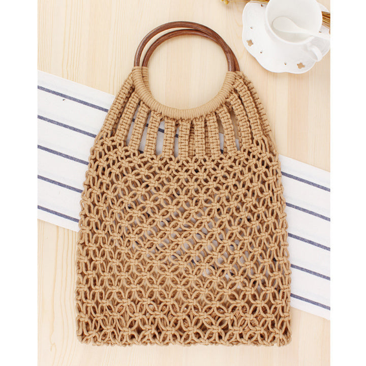Handbag with Woven Design and Inner Pocket Bowlift