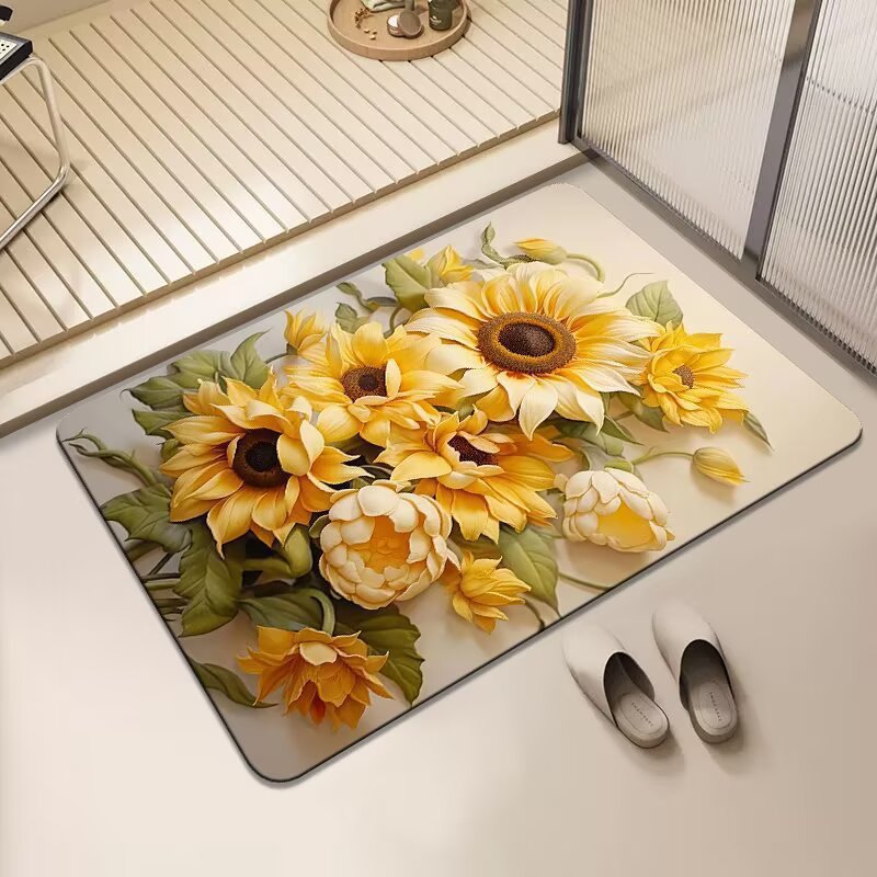 Floral Print Area Mat Bowlift