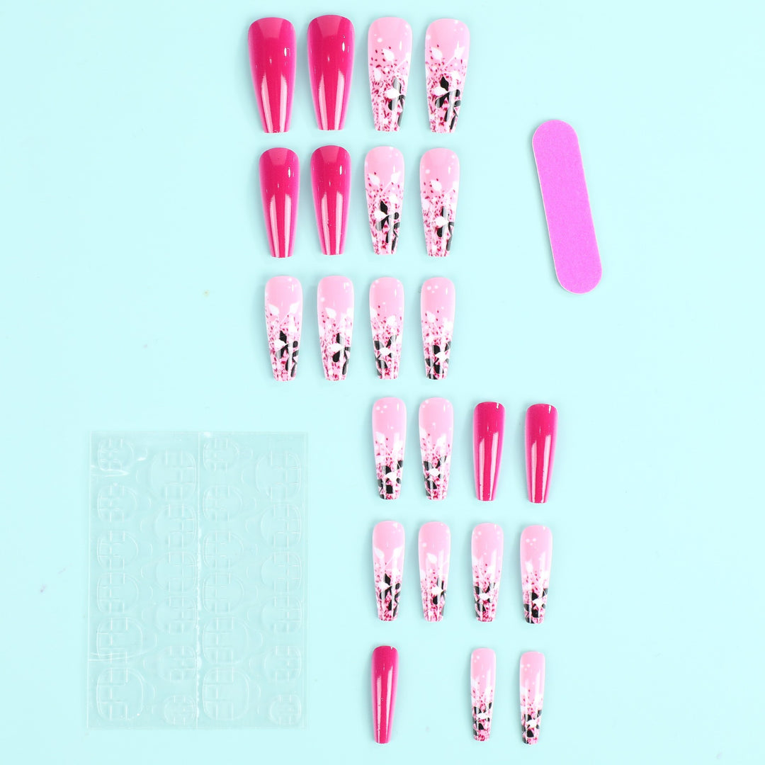 Artificial nails with floral and glittering accent Bowlift
