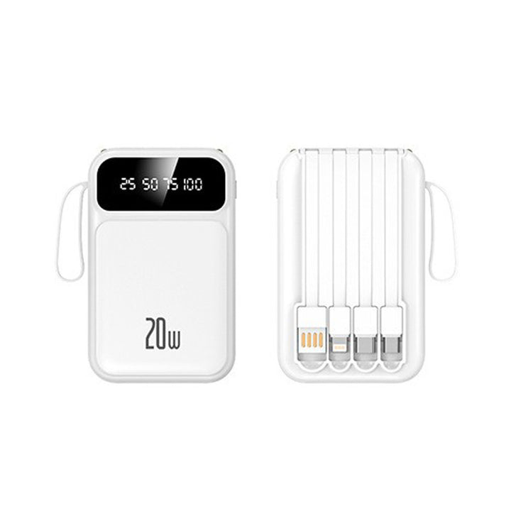 Portable power bank with integrated multifunctional charging cable and digital display Bowlift
