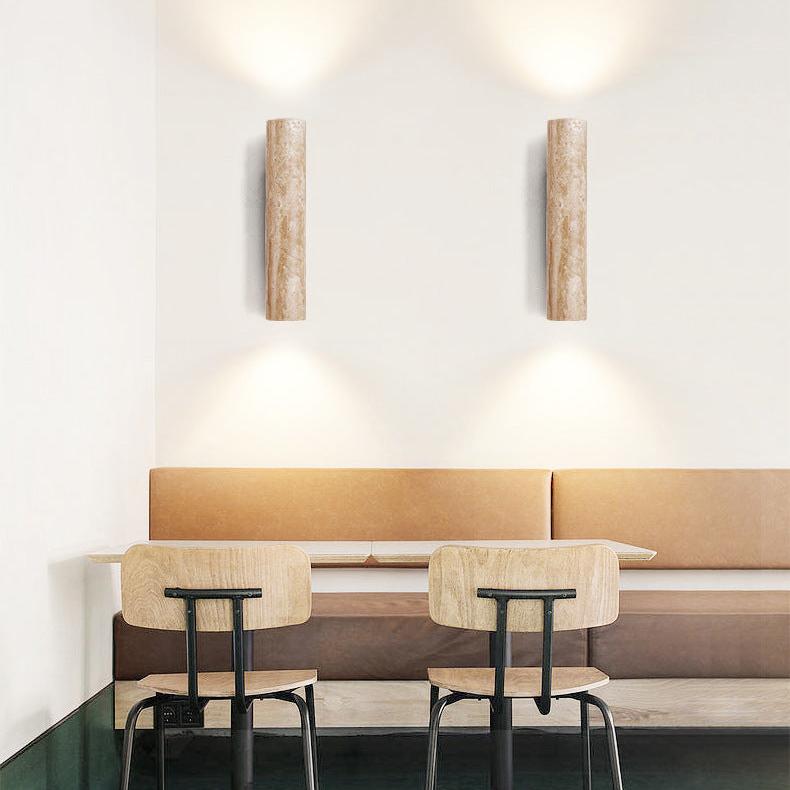 BowLift | Travertine wall lamp in Japandi tube shape