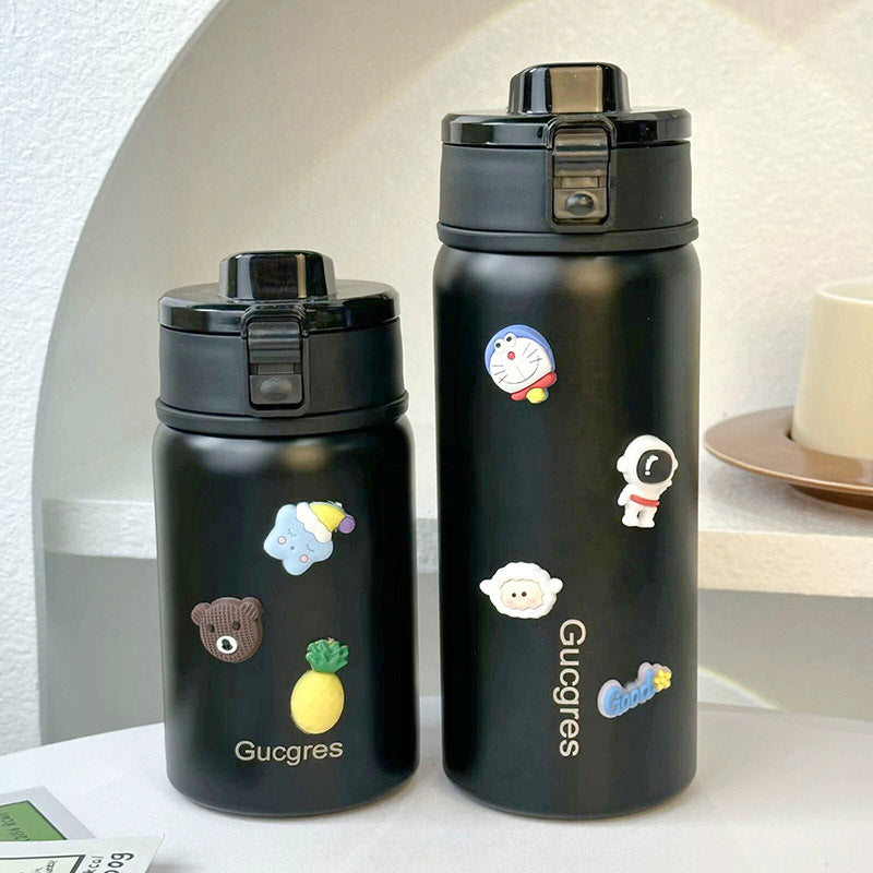 Women's Insulated Drinking Bottle with Secure Flip Closure and Playful Design Bowlift