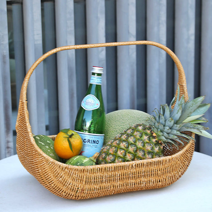 Handcrafted Curved Woven Storage Basket Bowlift