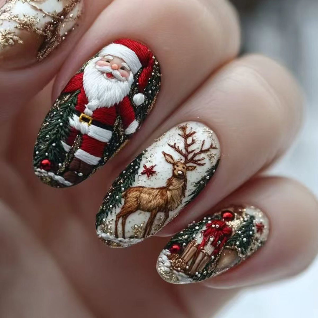 Festive Reindeer and Santa Nail Art Bowlift