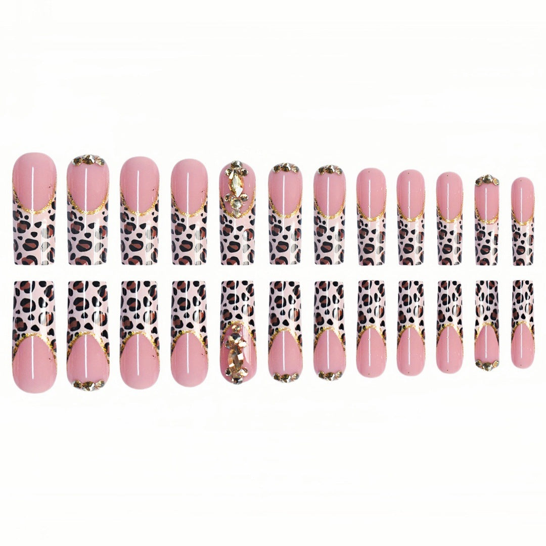Elegant Leopard Print Press-On Nail Extensions Bowlift