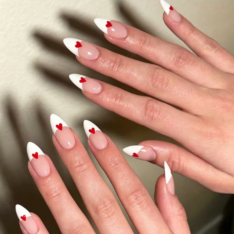 Heart-Pattered Press-On Nail Art Bowlift
