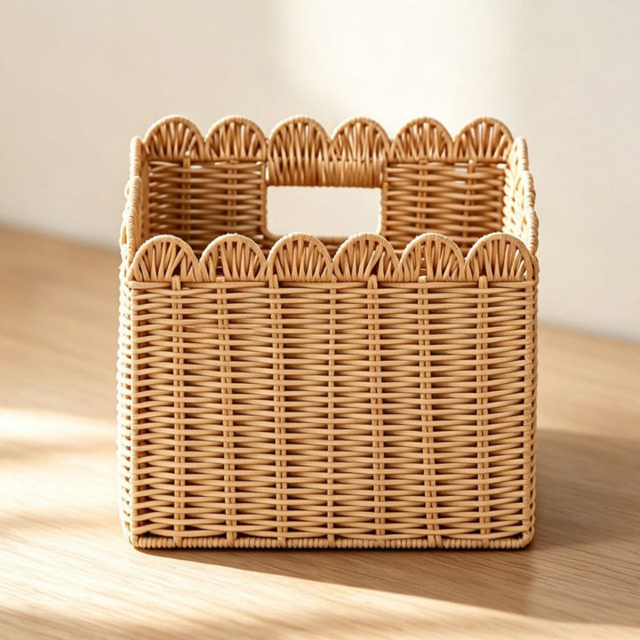 Handcrafted storage basket with curved edge Bowlift