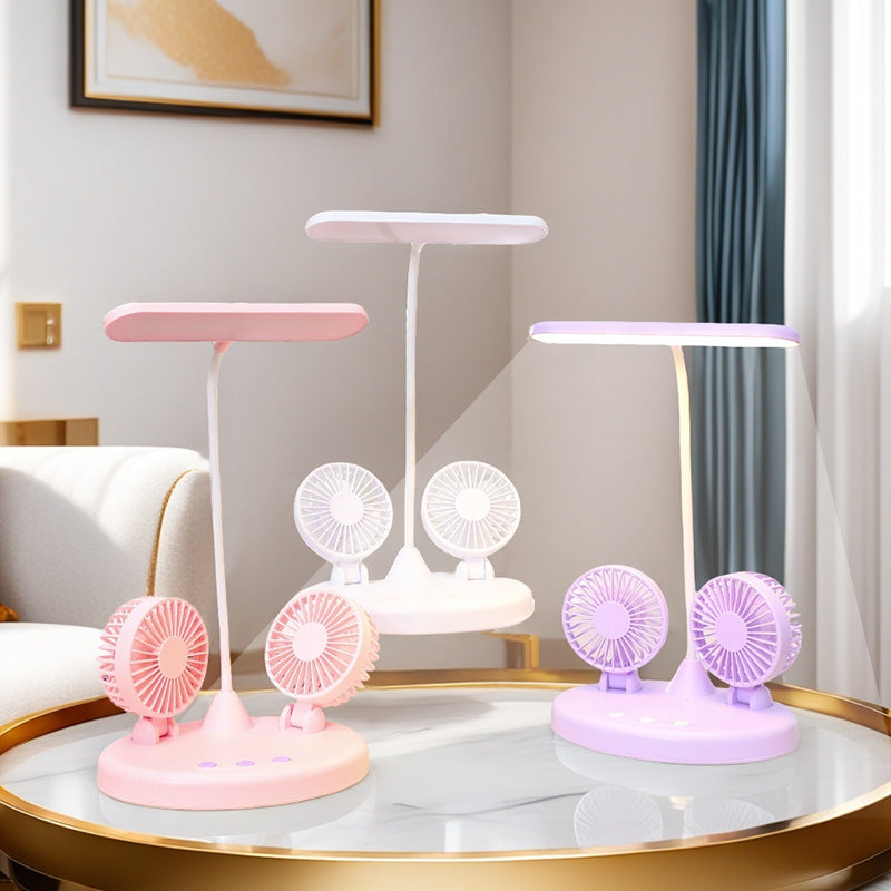 Women Multifunctional Table Fan with Integrated LED Lighting Bowlift