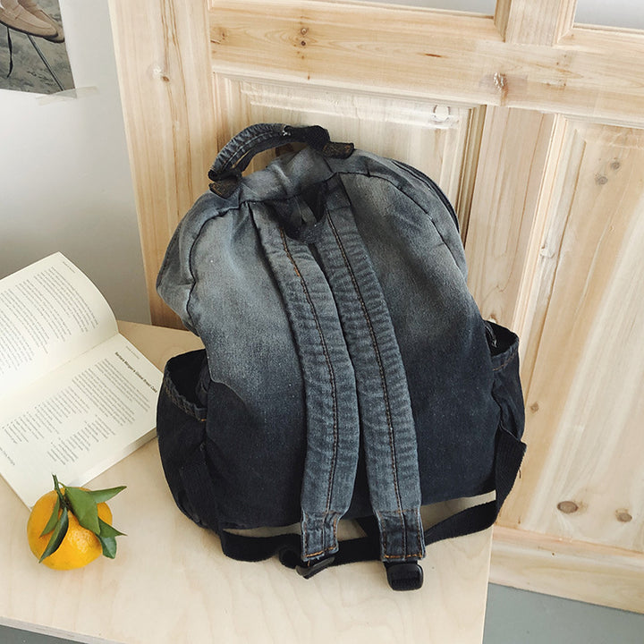 Creative Graphic Print Denim School Backpack Bowlift