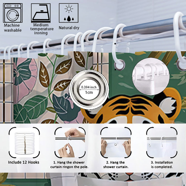 Artistic High-Definition Leopard and Rose-Themed Bathroom Décor Set Bowlift