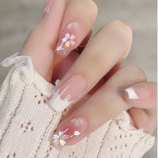 Artistic Floral-Designed Press-On Nail Set Bowlift 1787296289