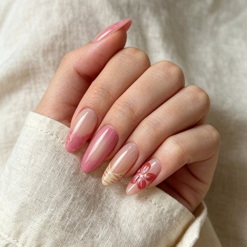 Floral-Themed Stiletto Press-On Nails Bowlift