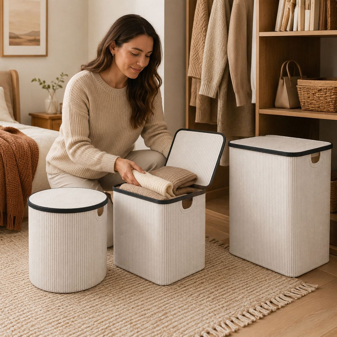 Laundry basket with lid and handles Bowlift