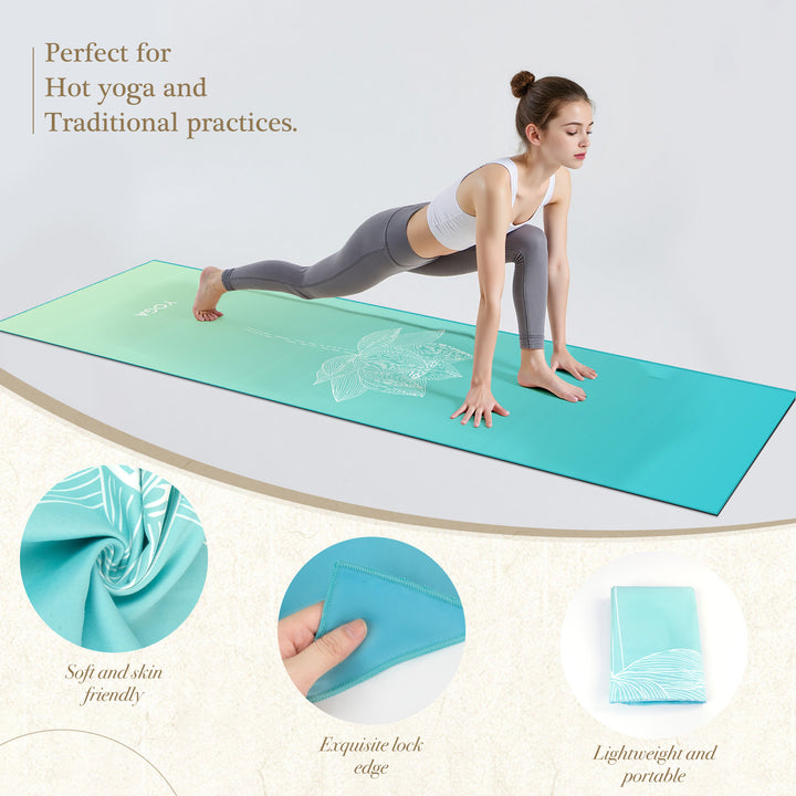 Quick-Drying Non-Slip Microfiber Yoga Towel with Mandala Grip Pattern Bowlift