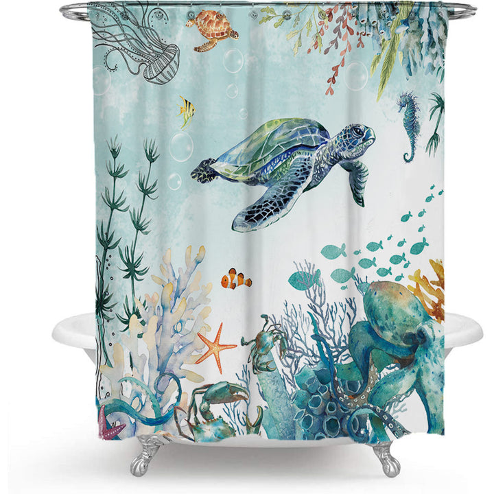 Coastal Pattern Shower Curtain Bowlift