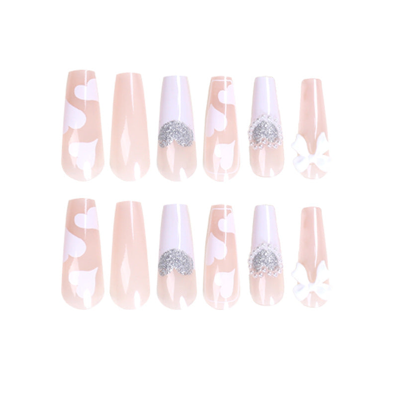 Artificial nail extensions with elegant floral design Bowlift