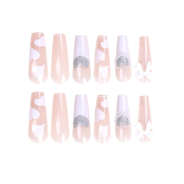 Artificial nail extensions with elegant floral design Bowlift