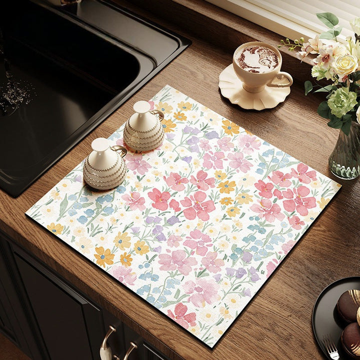 Floral Pattern Kitchen Mat