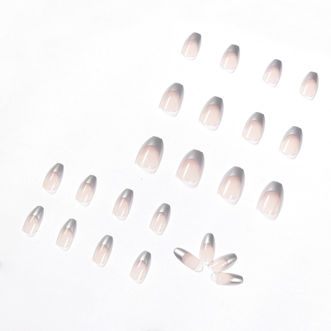 Artificial stiletto nails with glitter accents and elegant French tip Bowlift