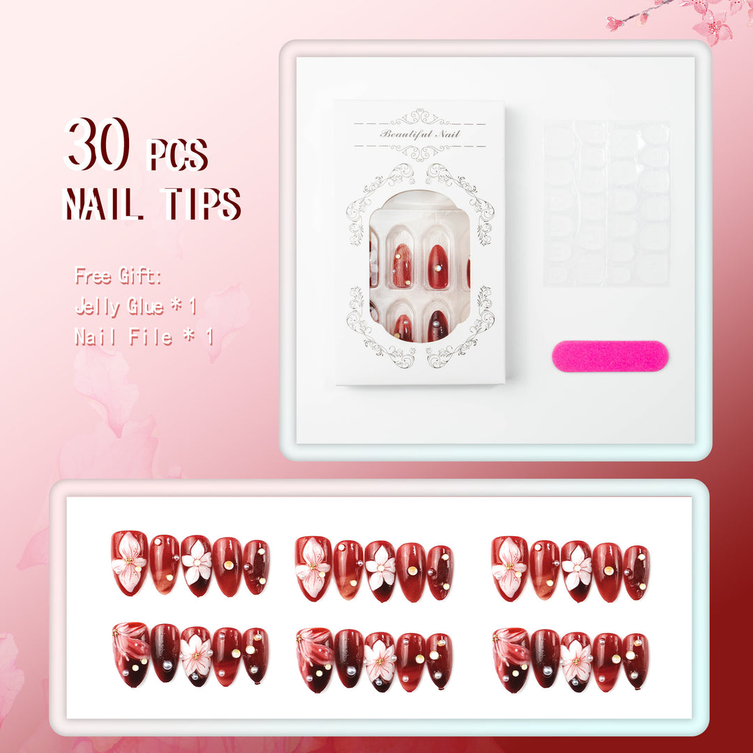 Elegant artificial nails with floral accents Bowlift