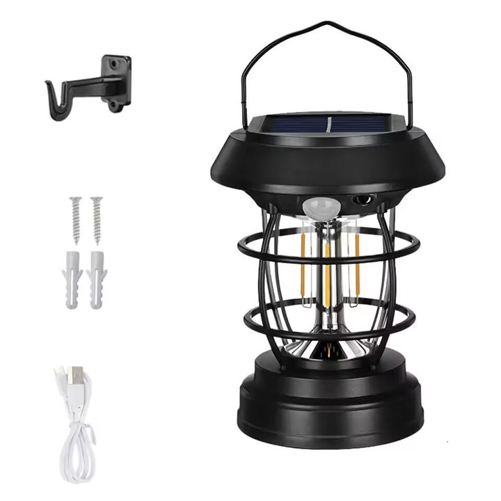 Solar Rechargeable LED Hanging Lantern with Motion Sensor and Wall Mount Bowlift