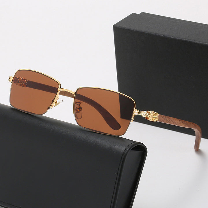 Ladies fashionable glasses with rectangular frame and high-quality wood details Bowlift