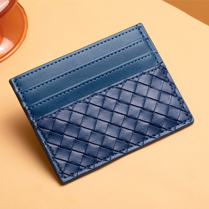 Woven Leather Card Holder Bowlift