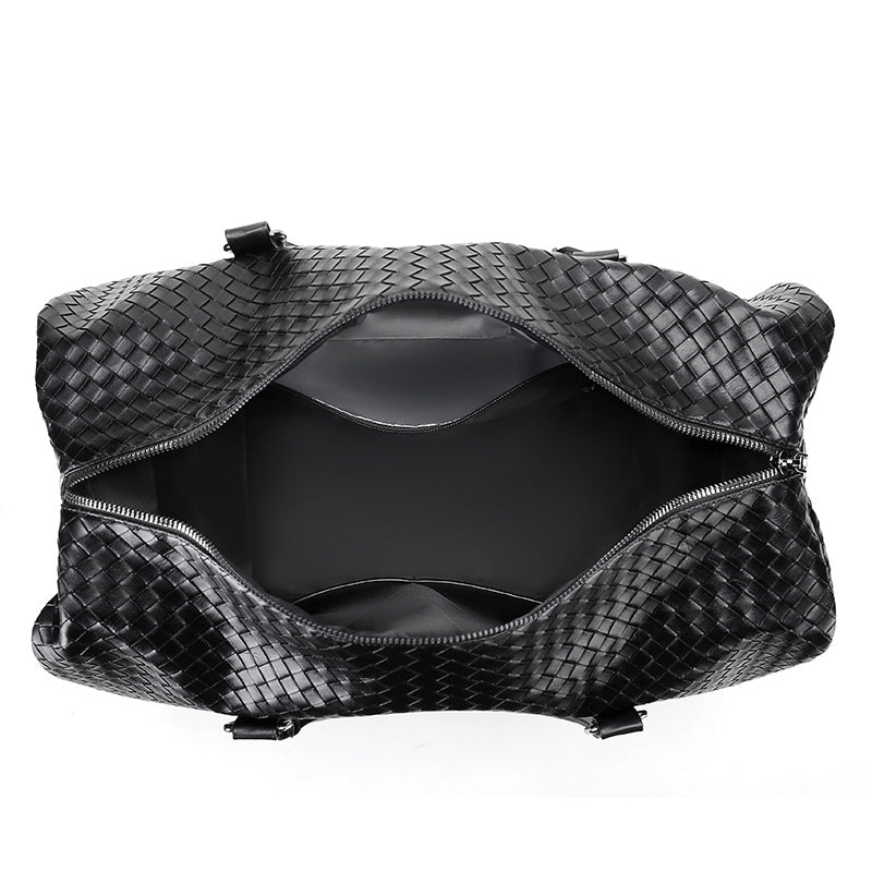 Premium Woven Leather Travel Duffel Bag Bowlift