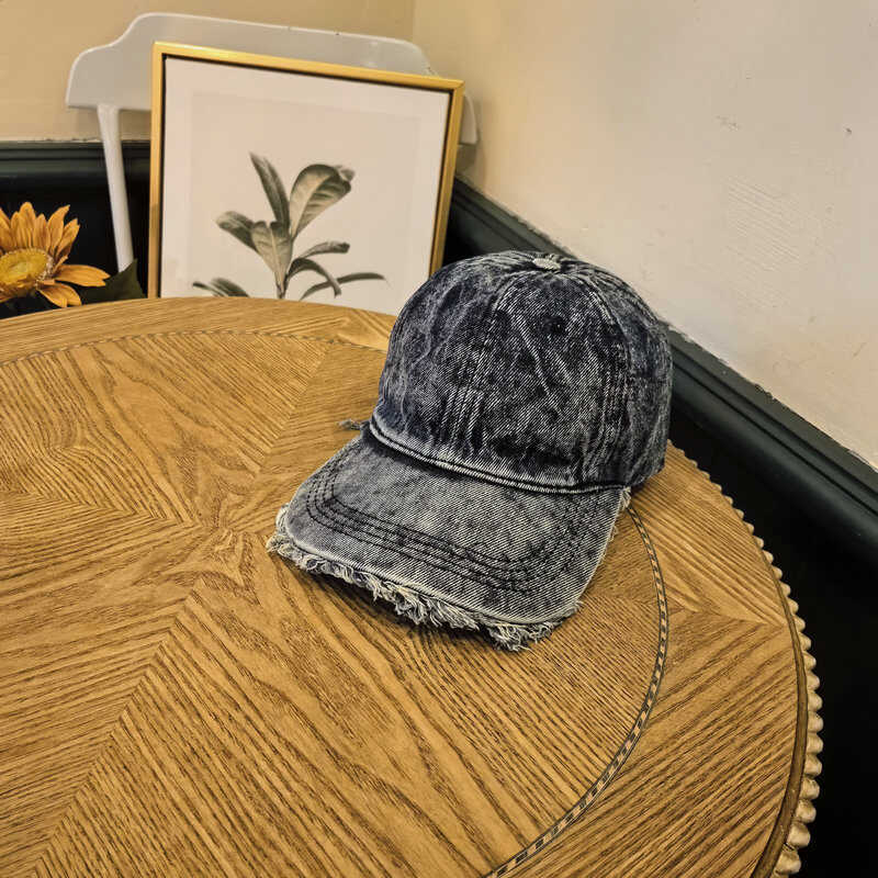 Men's Distressed Denim Baseball Cap Bowlift 1784270742