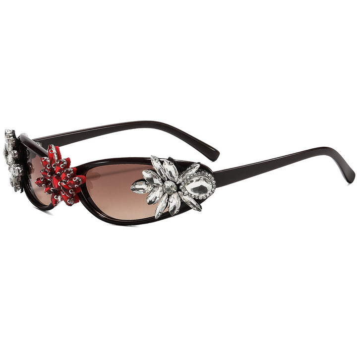 Ladies Glamorous Designer Sunglasses with Floral Accents Bowlift