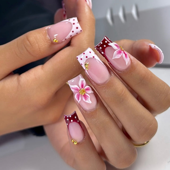 Floral Accent Acrylic Nail Art Extensions Bowlift 1789713153
