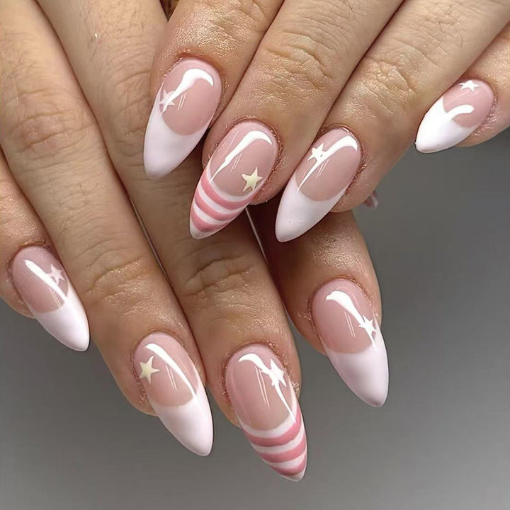 Decorative Almond-Shaped Press-On Nails Bowlift