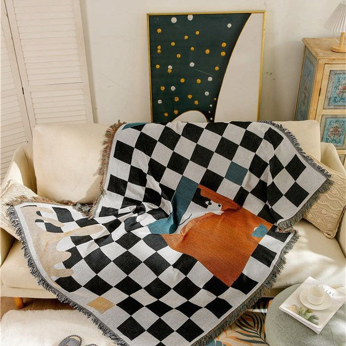 Artistic Checkerboard Throw Blanket