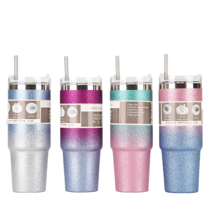 Women's drinking cup with vacuum insulation and practical lid Bowlift