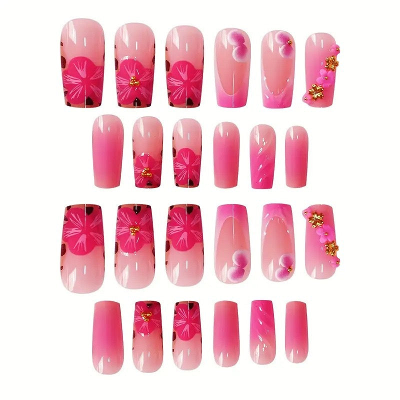 Floral Acrylic Nail Art Enhancements Bowlift