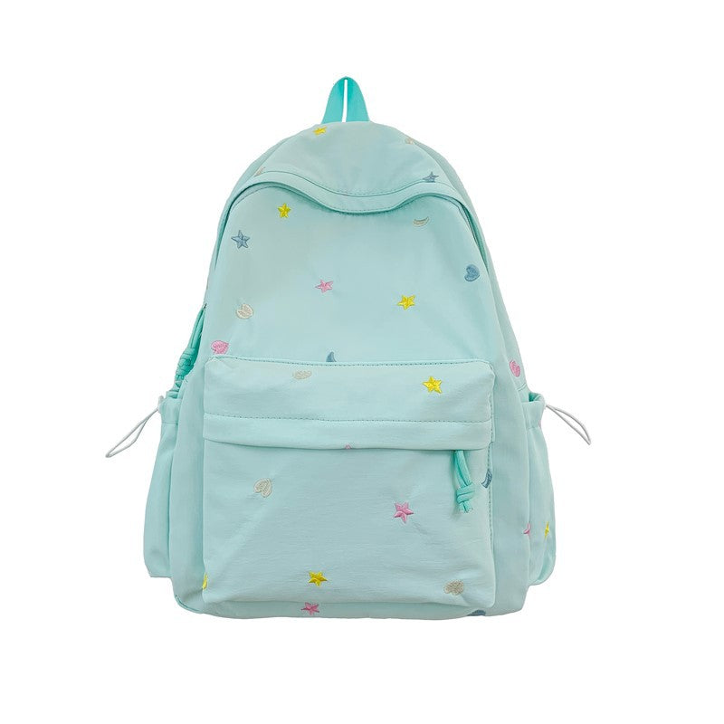 Embroidered Star and Moon Pattern Backpack Bowlift