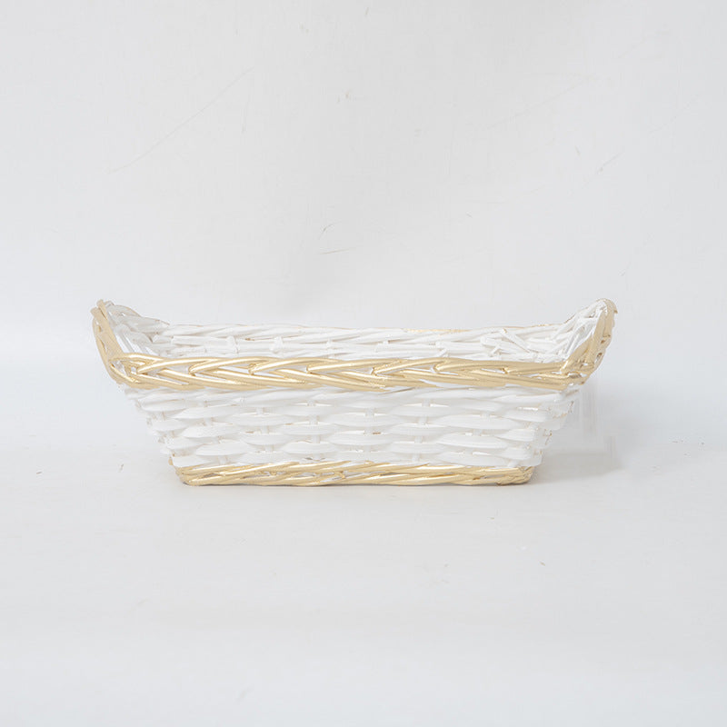 Decorative storage basket with braided frame