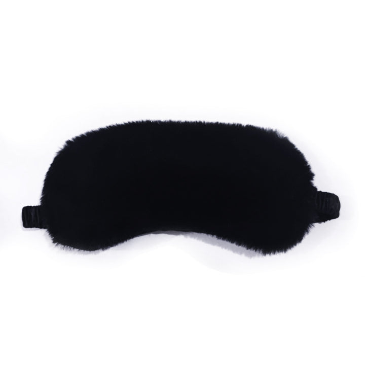 Women's fluffy ergonomic eye mask with adjustable satin band and soft faux fur cover Bowlift
