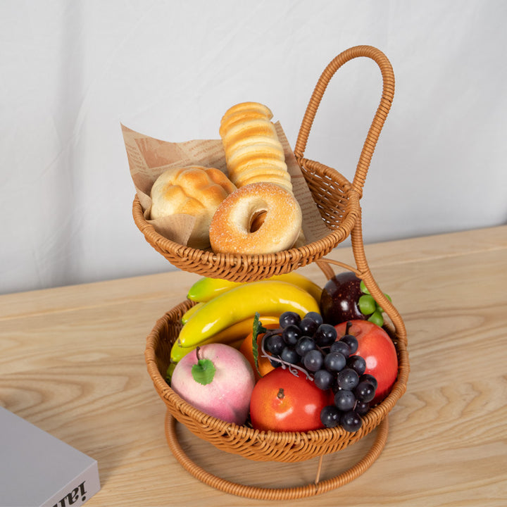 Two-Tiered Wicker Fruit Stand Bowlift