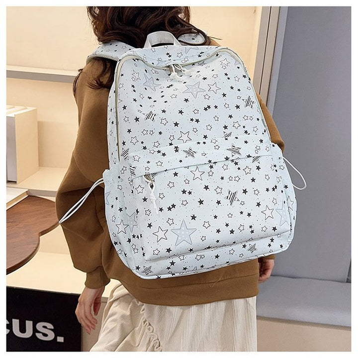 Backpack with Sparkling Star Motif and Charming Pendant Bowlift