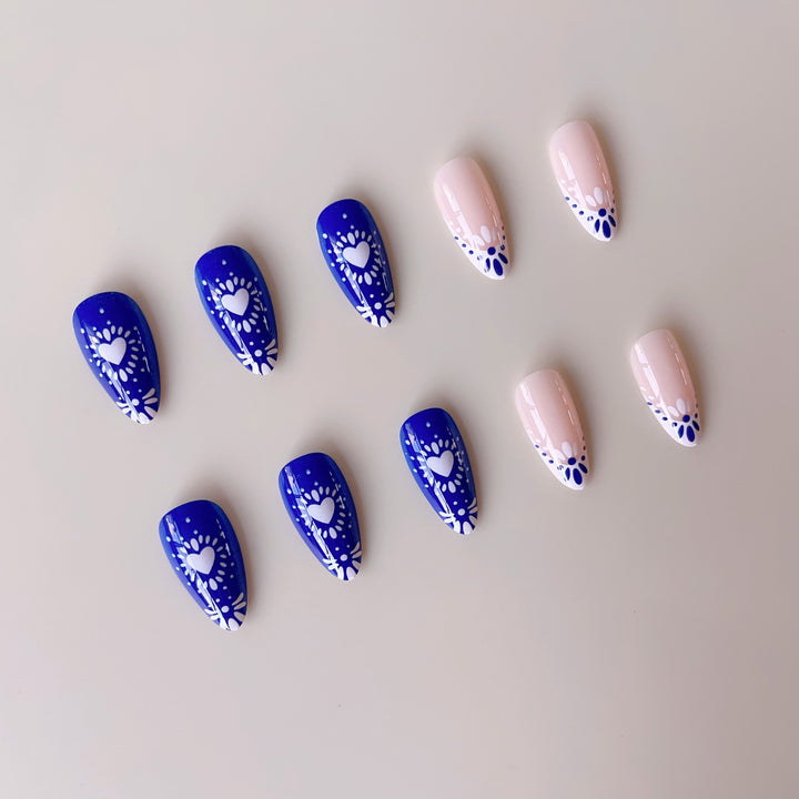 Creative nail set with flower and heart designs Bowlift