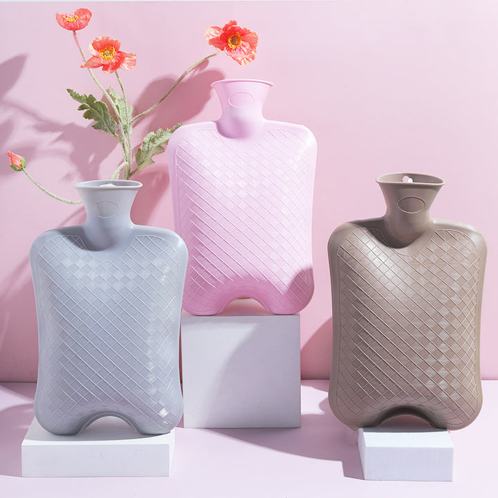 Reusable Hot Water Bottle with Textured Anti-Slip Surface and Wide Funnel Bowlift