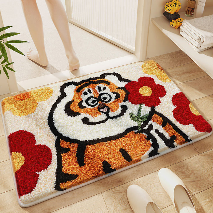 Playful Cartoon Tiger Bath Mat Bowlift