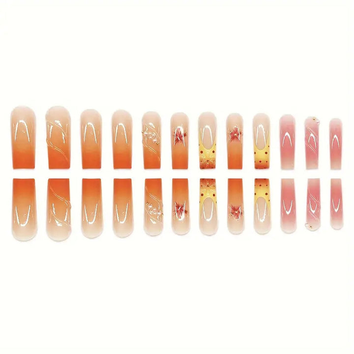 Artistic Floral Press-On Nail Extensions Bowlift 1787913766