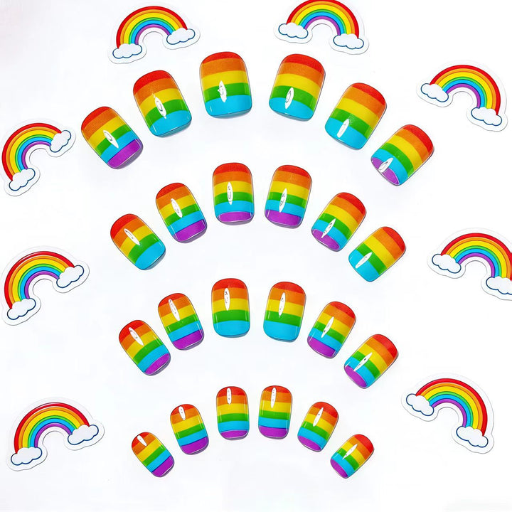 Creative Acrylic Nails in Rainbow Look Bowlift