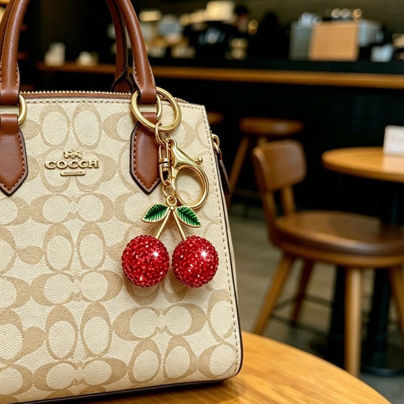 Glamorous keychain with sparkling cherries Bowlift