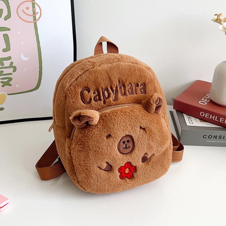 Plush Capybara-Themed Mini Backpack