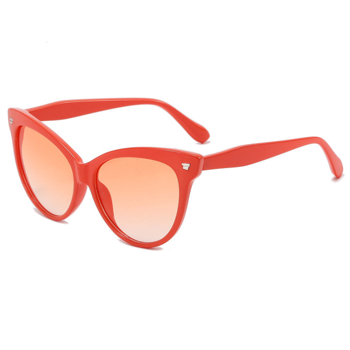 Ladies trendy cat-eye sunglasses with transparent frame and blue lenses Bowlift