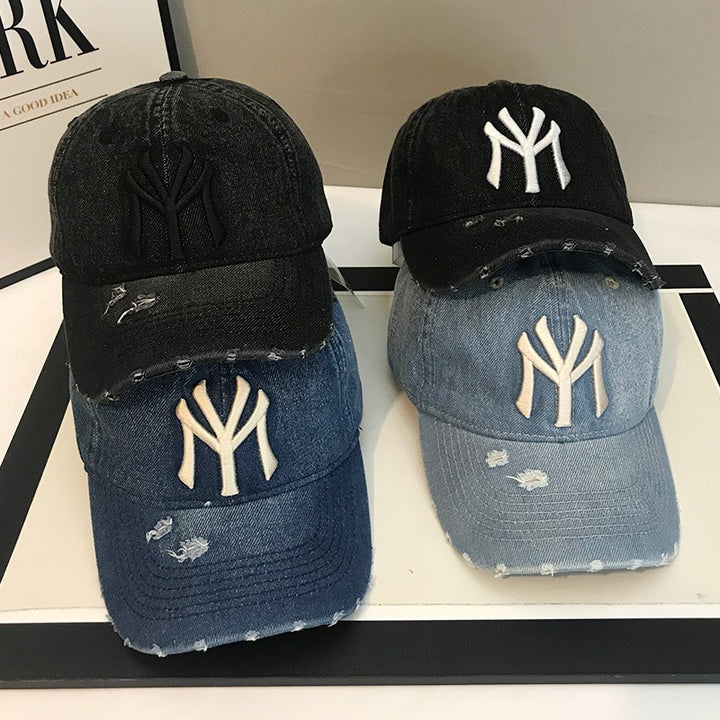Men's Distressed Denim Baseball Cap Bowlift 1784188165