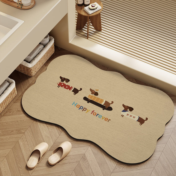 Playful dog-themed bath mat